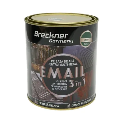 Vopsea email anticoroziva 3 in 1 verde RAL 6016 pentru metal 750g, direct pe rugina, pe baza de apa Breckner Germany - imagine 2