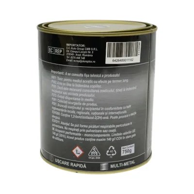 Vopsea email anticoroziva 3 in 1 negru mat pentru metal 750g, direct pe rugina, pe baza de apa Breckner Germany - imagine 4