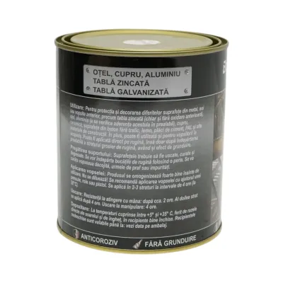Vopsea email anticoroziva 3 in 1 alb 10 pentru metal 750g, direct pe rugina, pe baza de apa Breckner Germany - imagine 3
