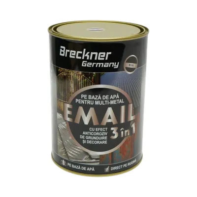 Vopsea email anticoroziva 3 in 1 negru pentru metal 2kg, direct pe rugina, pe baza de apa 2kg Breckner Germany - imagine 2