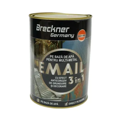Vopsea email anticoroziva 3 in 1 galben sport pentru metal 2kg, direct pe rugina, pe baza de apa Breckner Germany - imagine 2