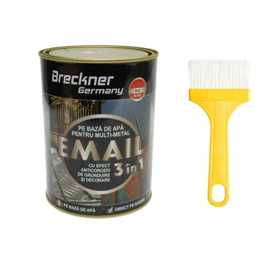 Vopsea email anticoroziva 3 in 1 rosu RAL 2002 pentru metal 2kg, direct pe rugina, pe baza de apa Breckner Germany