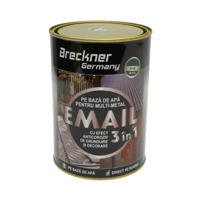 Vopsea email anticoroziva 3 in 1 verde 6016 pentru metal 2kg, direct pe rugina, pe baza de apa Breckner Germany - imagine 2