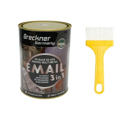 Vopsea email anticoroziva 3 in 1 verde 6016 pentru metal 2kg, direct pe rugina, pe baza de apa Breckner Germany