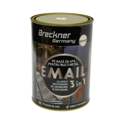 Vopsea email anticoroziva 3 in 1 alb mat pentru metal 2kg, direct pe rugina, pe baza de apa Breckner Germany - imagine 2