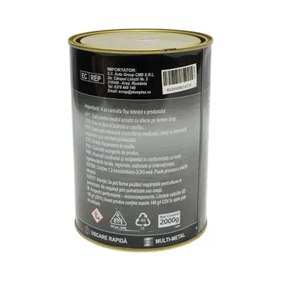 Vopsea email anticoroziva 3 in 1 gri antracit RAL 7016 pentru metal 2kg, direct pe rugina, pe baza de apa Breckner Germany - imagine 3