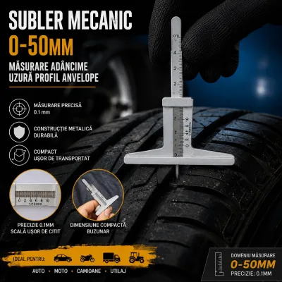 Subler mecanic masurare adancime uzura profil anvelope 0-50mm - imagine 3