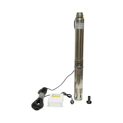 Pompa apa submersibila inox 1.5kW, 220V, D100mm, debit 5 m3/h, inaltime refulare 60m, 9 turbine ceramice, racire pe ulei, panou de control K90QJD2-60/9-1.5 Breckner Germany - imagine 2