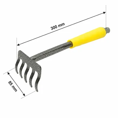 Grebla de gradina cu 5 dinti din otel carbon 85x300mm, maner ergonomic PP Crownman - imagine 2