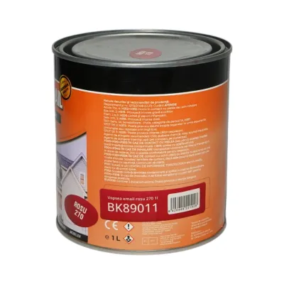 Vopsea email anticoroziva 3 in 1 rosu 270 pe baza de solvent 1L, direct pe rugina, interior si exterior Breckner Germany - imagine 3