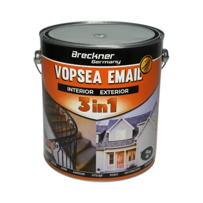 Vopsea email anticoroziva 3 in 1 grund gri pe baza de solvent 3.5L, direct pe rugina, interior si exterior Breckner Germany
