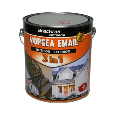 Vopsea email anticoroziva 3 in 1 rosu passion 21D pe baza de solvent 3.5L, direct pe rugina, interior si exterior Breckner Germany
