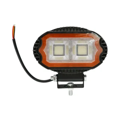 Proiector oval LED cu DRL 17W, 9-36V, 54 LED-uri, alb-galben, carcasa aluminiu 141x106x38mm IP67 Breckner Germany