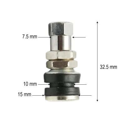 Valva roata tubeless metalica cromata 32.5mm VAMD161 32.5mm pentru motociclete, scutere si trotinete