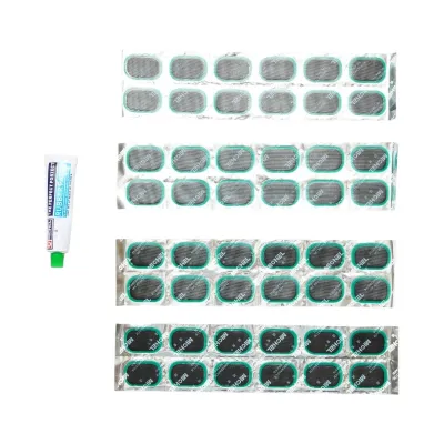 Set 48 petice vulcanizare ovale 24x35mm + 1 tub adeziv 20ml pentru camere de aer M-48 Michel - imagine 5