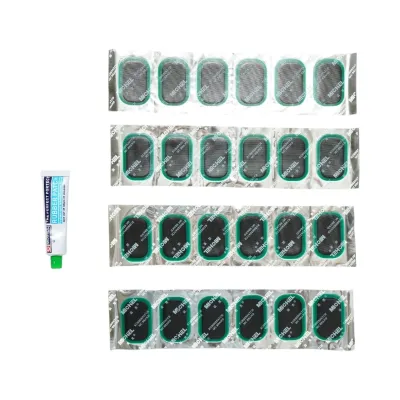 Set 24 petice vulcanizare ovale 35x52mm + 1 tub adeziv 20ml pentru camere de aer L-24 Michel - imagine 5