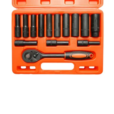 Trusa chei tubulare lungi 8-24mm, antrenor cu clichet 1/2 inch Cr-V 14 piese Breckner Germany - imagine 3