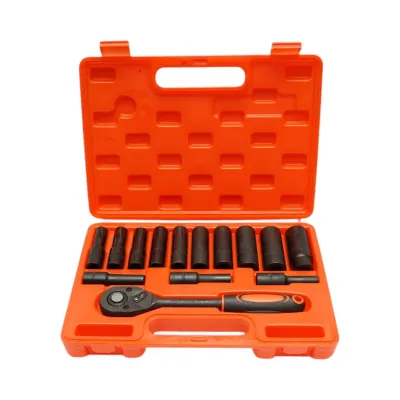 Trusa chei tubulare lungi 8-24mm, antrenor cu clichet 1/2 inch Cr-V 14 piese Breckner Germany