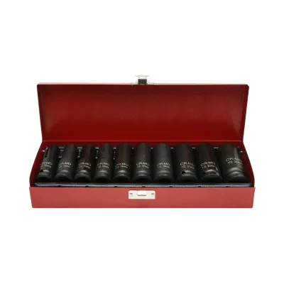 Trusa chei tubulare de impact lungi 10-24mm, patrat 1/2 inch Cr-Mo 10 piese Breckner Germany - imagine 2
