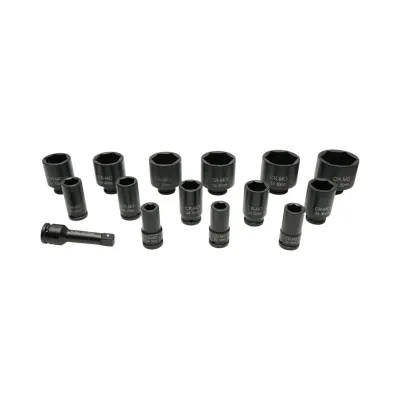 Trusa chei tubulare de impact lungi 17-65mm, prelungitor 125mm, patrat 3/4 inch Cr-Mo 15 piese Breckner Germany - imagine 2