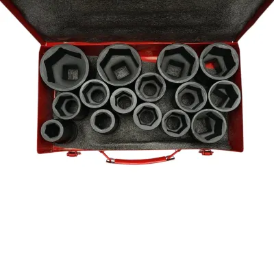 Trusa chei tubulare de impact lungi 22-60mm, patrat 1 inch Cr-Mo 15 piese Breckner Germany - imagine 3
