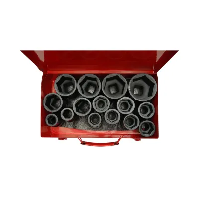 Trusa chei tubulare de impact scurte 22-36mm si lungi 38-60mm, patrat 1 inch Cr-Mo 15 piese Breckner Germany - imagine 3