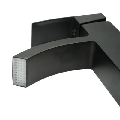 Baterie lavoar tip cascada negru mat, monocomanda, furtunuri incluse Breckner Germany - imagine 7