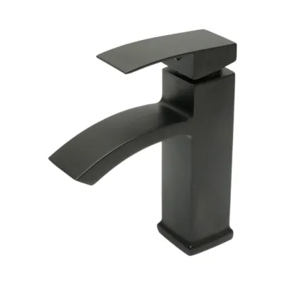Baterie lavoar tip cascada negru mat, monocomanda, furtunuri incluse Breckner Germany