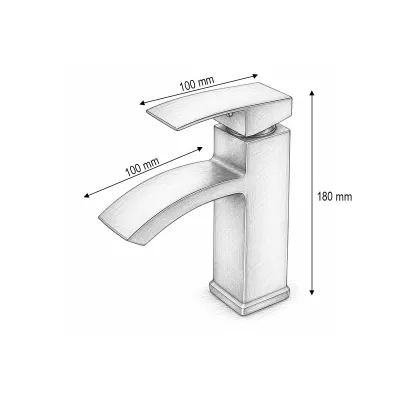 Baterie lavoar tip cascada negru mat, monocomanda, furtunuri incluse Breckner Germany - imagine 4