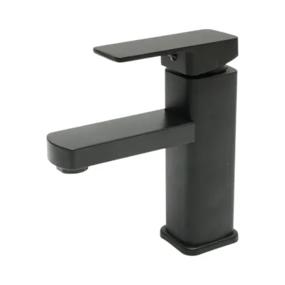 Baterie lavoar patrata negru mat, monocomanda, furtunuri incluse Breckner Germany
