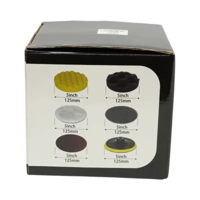 Set slefuire si polisare 125mm Velcro, bureti polisare, pad lana, pad abraziv, discuri abrazive P80, P120, P180, adaptor M14 pentru polizor unghiular si bormasina 9 piese Breckner Germany - imagine 10