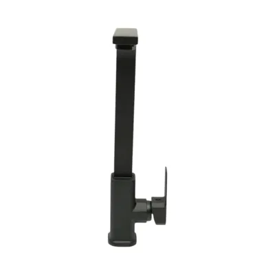 Baterie chiuveta bucatarie negru mat cu pipa inalta patrata, monocomanda, aliaj zinc, furtunuri incluse - imagine 5