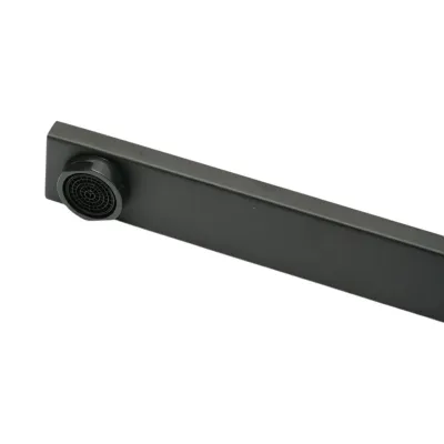 Baterie chiuveta bucatarie negru mat cu pipa inalta patrata, monocomanda, aliaj zinc, furtunuri incluse - imagine 9