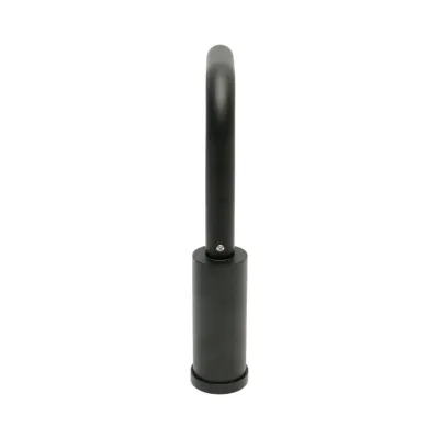 Baterie chiuveta bucatarie negru mat cu pipa rotativa tip U, monocomanda, aliaj zinc, furtunuri incluse - imagine 7