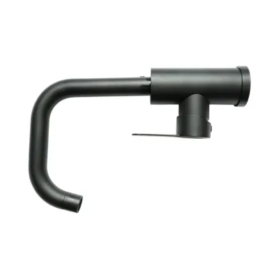 Baterie chiuveta bucatarie negru mat cu pipa rotativa tip U, monocomanda, aliaj zinc, furtunuri incluse - imagine 8