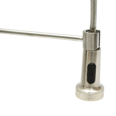 Baterie chiuveta bucatarie cu dus extractibil, arc flexibil, perlator 2 functii, inox satinat, aliaj zinc, furtunuri incluse - imagine 9