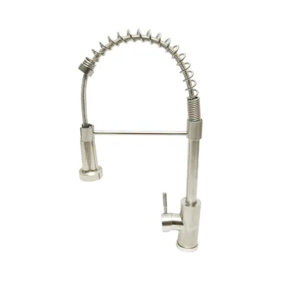 Baterie chiuveta bucatarie cu dus extractibil, arc flexibil, perlator 2 functii, inox satinat, aliaj zinc, furtunuri incluse - imagine 3