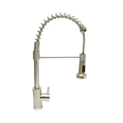 Baterie chiuveta bucatarie cu dus extractibil, arc flexibil, perlator 2 functii, inox satinat, aliaj zinc, furtunuri incluse - imagine 7