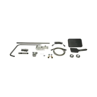 Set dus multifunctional cu termostat, 4 functii de curgere a apei, pipa cada, dus dreptunghiular tip ploaie, para de dus, dus bideu, grafit mat, aluminiu - imagine 2