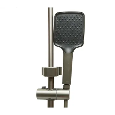 Set dus multifunctional cu termostat, 4 functii de curgere a apei, pipa cada, dus dreptunghiular tip ploaie, para de dus, dus bideu, grafit mat, aluminiu - imagine 7