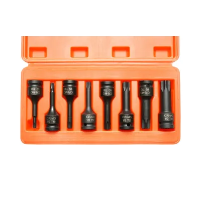 Trusa chei tubulare biti torx T30-T80, patrat 1/2 inch Cr-Mo 8 piese Breckner Germany - imagine 3