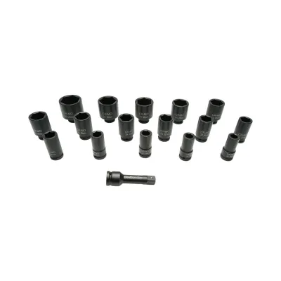 Trusa chei tubulare de impact lungi 17-55mm, prelungitor 125mm, patrat 3/4 inch Cr-Mo 17 piese Breckner Germany - imagine 2
