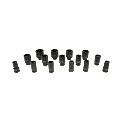 Trusa chei tubulare de impact lungi bihexagonale 17-50mm, patrat 3/4 inch Cr-Mo 15 piese Breckner Germany - imagine 2