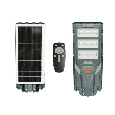 Lampa solara LED iluminat stradal 300W cu panou solar 20W, baterie LiFePO4 15000mAh, senzor miscare, telecomanda, prindere stalp IP65 Breckner Germany