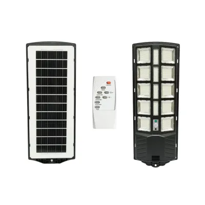 Lampa solara LED iluminat stradal 300W cu panou solar 15W, baterie LiFePO4 12000mAh, senzor miscare, telecomanda, prindere stalp IP67 Breckner Germany