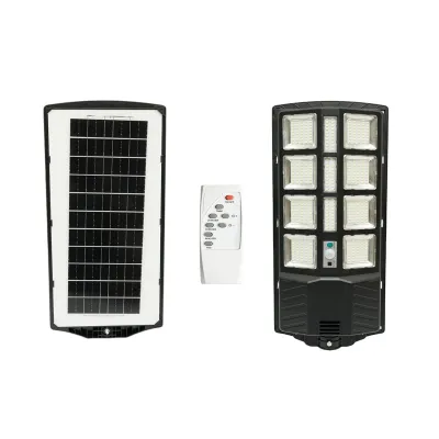 Lampa solara LED iluminat stradal 200W cu panou solar 12W, baterie LiFePO4 8000mAh, senzor miscare, telecomanda, prindere stalp IP67 Breckner Germany