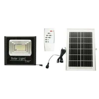 Proiector LED 60W, 6500K cu panou solar 6W, baterie LiFePO4 5000mAh si telecomanda IP67 Breckner Germany
