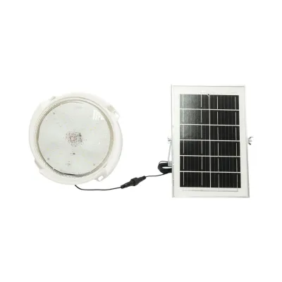 Plafoniera solara LED 150W, 6500K cu panou solar 6W, baterie LiFePO4 3600mAh, senzor crepuscular si telecomanda IP65 Breckner Germany - imagine 2