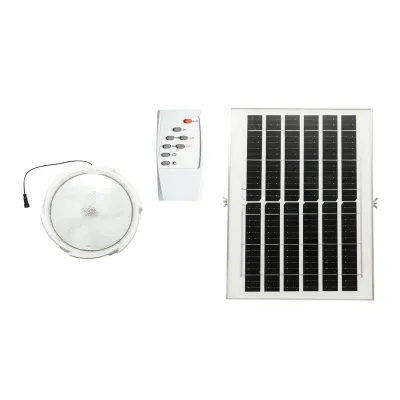 Plafoniera solara LED 200W, 6500K cu panou solar 12W, baterie LiFePO4 5400mAh, senzor crepuscular si telecomanda IP65 Breckner Germany