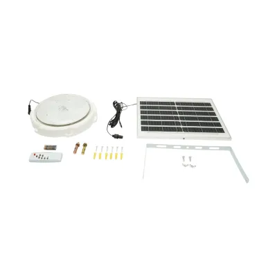 Plafoniera solara LED 200W, 6500K cu panou solar 12W, baterie LiFePO4 5400mAh, senzor crepuscular si telecomanda IP65 Breckner Germany - imagine 3
